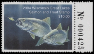 Scan of 2004 Wisconsin Great Lakes Salmon & Trout Stamp  MNH VF