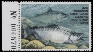 Scan of 2005 Wisconsin Great Lakes Salmon & Trout Stamp  MNH VF