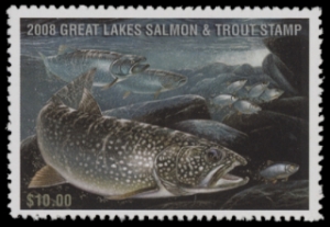 Scan of 2008 Wisconsin Great Lakes Salmon & Trout Stamp  MNH VF