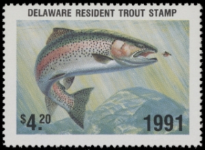 Scan of 1991 Delaware Trout Stamp MNH VF