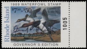 Scan of 1989 Rhode Island Duck Stamp GE - First of State MNH VF
