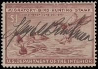 Scan of RW13 1946 Duck Stamp  Used F-VF
