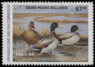 Scan of 1993 Arkansas Duck Stamp MNH VF