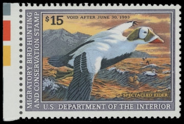 Scan of RW59 1992 Duck Stamp. MNH. F-VF 