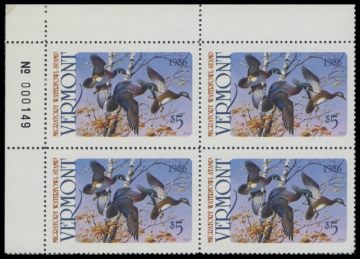 Scan of 1986 Vermont Duck Stamp - First of State