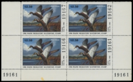 Scan of 1984 Maine Duck Stamp - First of State. Plate Block of 4