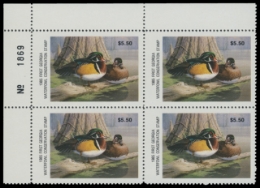 Scan of 1985 Georgia Duck Stamps - First of State. Plate Block of 4