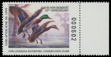 Scan of 1998 Louisiana Duck Stamp NR