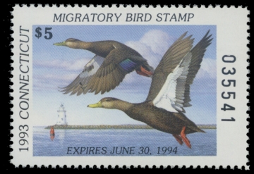 Scan of 1993 Connecticut Duck Stamp - First of State