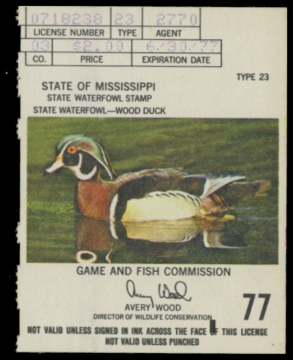 Scan of 1976 Mississippi Duck Stamp - First of State
