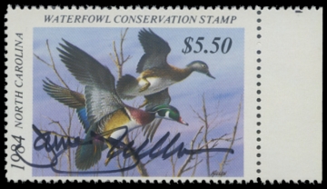 Scan of 1984 North Carolina Duck Stamp. Artist Signed