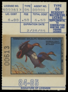 Scan of 1984 Tennessee Resident Duck Stamp