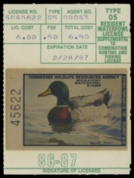 Scan of 1986 Tennessee Resident  Duck Stamp