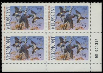 Scan of 1986 Vermont Duck Stamp - First of State