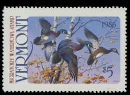 Scan of 1986 Vermont Duck Stamp - First of State