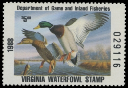 Scan of 1988 Virginia Duck Stamp - First of State