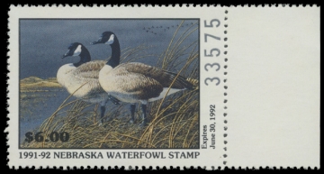 Scan of 1991 Nebraska Duck Stamp - First of State