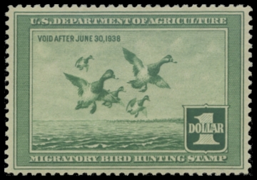 Scan of RW4 1937 Duck Stamp. MNH