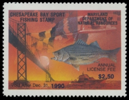 Picture of 1990 Maryland Chesapeake Bay Fishing Stamp