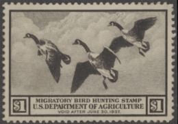 Picture of RW3 1936 Duck Stamp  Unsigned F-VF