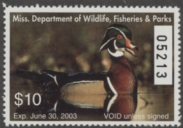 Picture of 2002 Mississippi Duck Stamp MNH VF