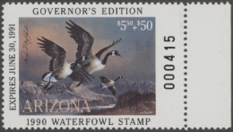 Picture of 1990 Arizona Duck Stamp Governor's Edition MNH VF