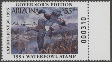 Picture of 1994 Arizona Duck Stamp Governor's Edition MNH VF
