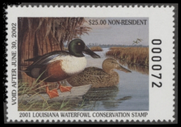 Picture of 2001 Louisiana Duck Stamp MIXED VF