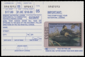 Picture of 1996 Tennessee Duck Stamp MNH VF