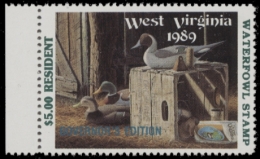 Picture of 1989 West Virginia Duck Stamp Governor's Edition MNH VF