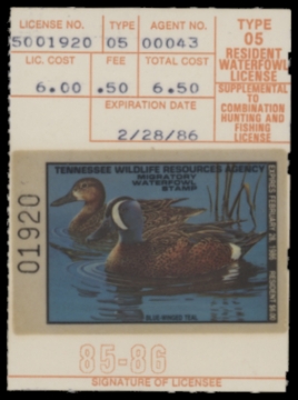 Picture of 1985 Tennessee Duck Stamp MNH VF