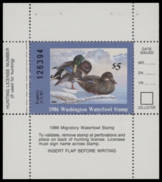 Picture of 1986 Washington Duck Stamp - First of State MNH VF