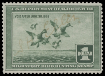 Picture of RW4 1937 Duck Stamp  Used F-VF