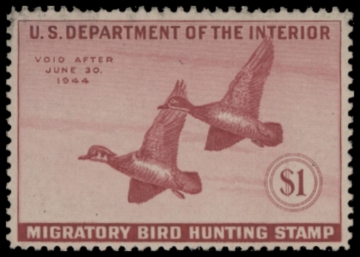 Picture of RW10 1943 Duck Stamp  Unsigned F-VF