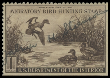 Picture of RW9 1942 Duck Stamp. Used